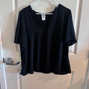CAbi Elegant Black V-Neck Blouse